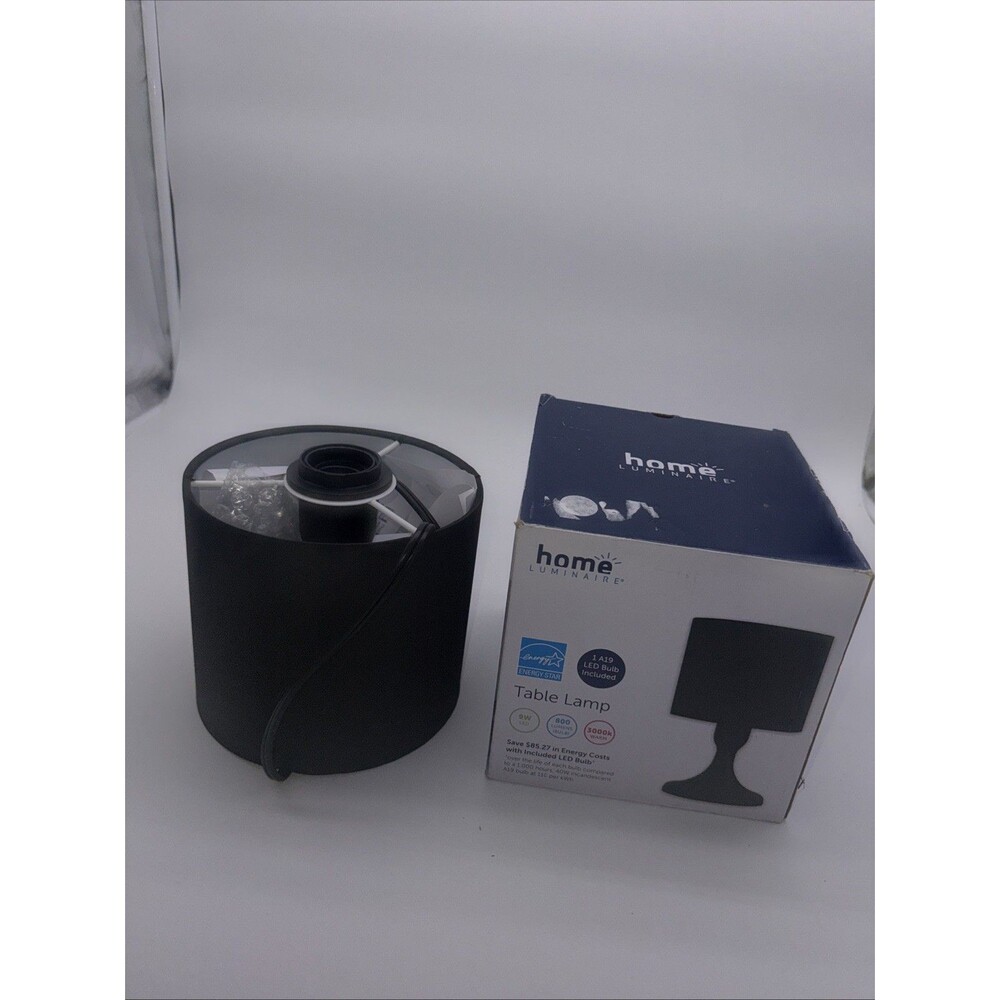 Bedside Table Lamp - Fabric Shade - 6.3"L x 10.51"H - Bulb Included - Black NIB